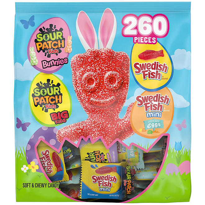 Sour Patch Kids & Swedish Fish Easter Gummy Candy, Variety Pack, 260 pcs.