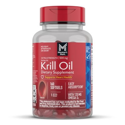 Member's Mark Extra Strength Antarctic Pure Omega-3 Krill Oil, 500 mg, 160 ct.