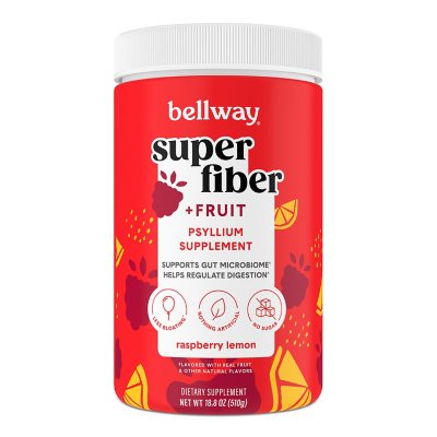 Bellway Super Fiber Fruit, Psyllium Husk Powder Fiber Supplement, Raspberry Lemon, 1.2 lbs.