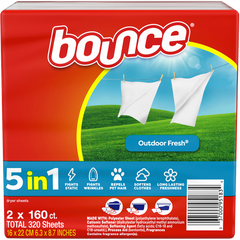 Bounce Dryer Sheets,  Outdoor Fresh Scent, 160 Sheets, 2 ct