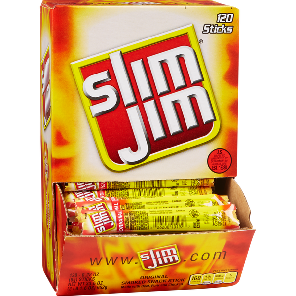 Slim Jim Snack Stick, Original, 0.28 oz, 120 ct