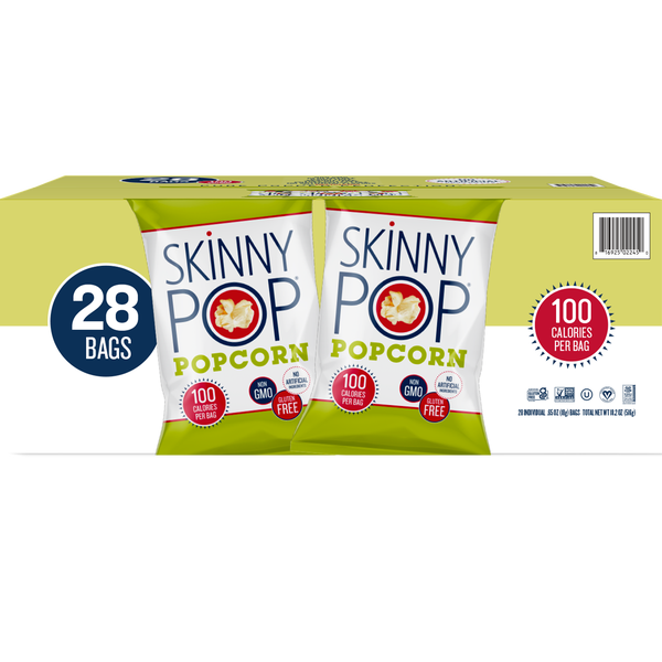 SKINNYPOP Popcorn, 0.65 oz, 28 ct