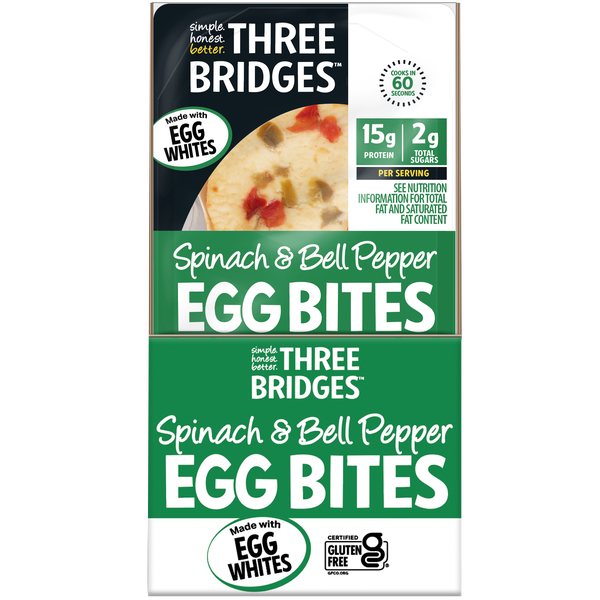 Three Bridges Egg White Bites, Spinach & Bell Pepper, 4.6 oz, 7 ct