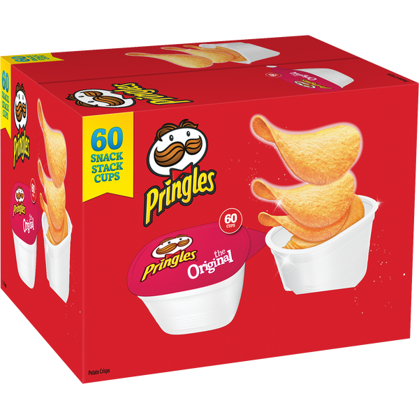 Pringles Potato Crisps Snack Stack Cups, Original, 0.67 oz, 60 ct