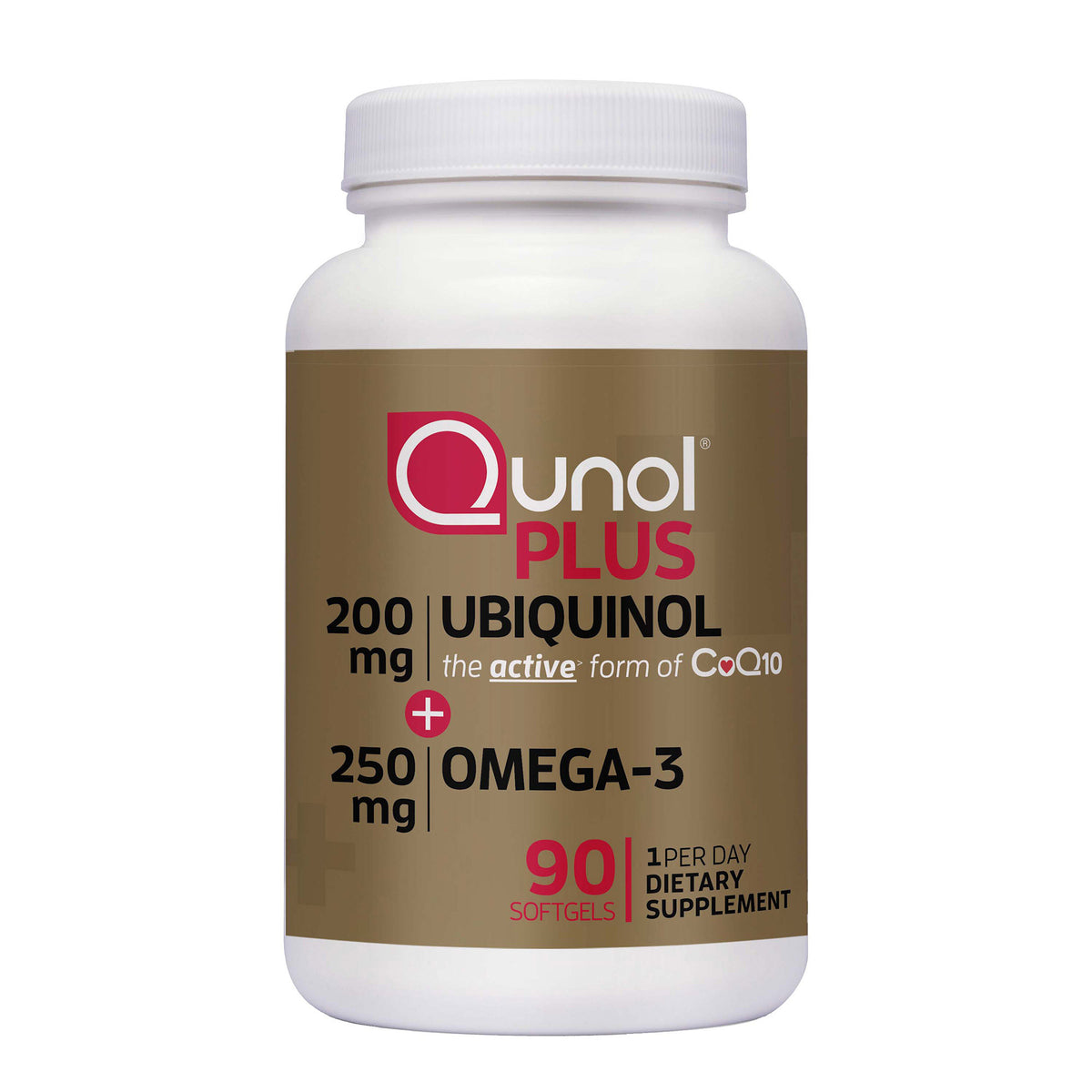 Qunol Plus CoQ10 Ubiquinol 200 mg. with Omega-3, 90 Softgels