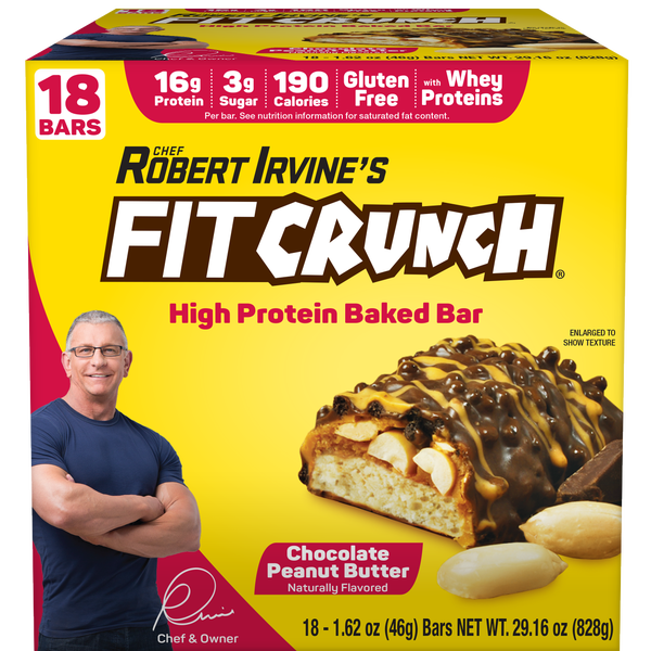 FITCRUNCH Protein Bars, 16g Protein, Chocolate Peanut Butter, 1.62 oz, 18 ct