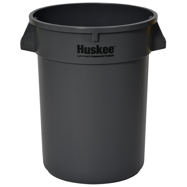 Continental Huskee Round Trash Can, 32 Gallon, Gray