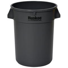 Continental Huskee Round Trash Can, 32 Gallon, Gray