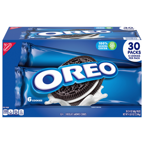 OREO Chocolate Sandwich Cookies, 2.4 oz, 30 ct