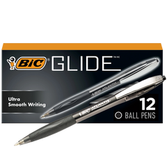 BIC Glide Retractable Ballpoint Pen, Medium Point 1.0mm, Black Ink, 24 ct