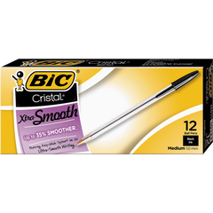 BIC Cristal Stic Ballpoint Pen, Medium Point 1.0mm, Black Ink, 36 ct