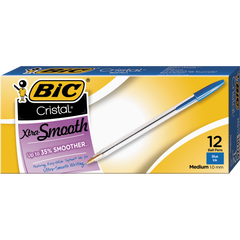 BIC Cristal Stic Ballpoint Pen, Medium Point 1.0mm, Blue Ink, 36 ct