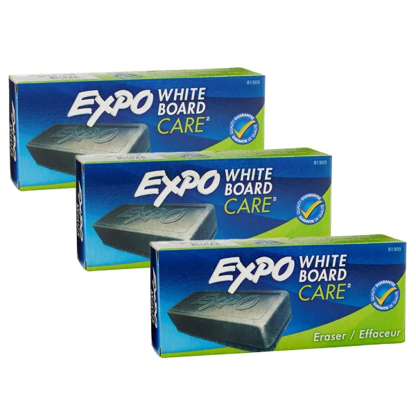 EXPO Dry Erase Whiteboard Block Eraser, Soft Pile, Gray, 3 ct