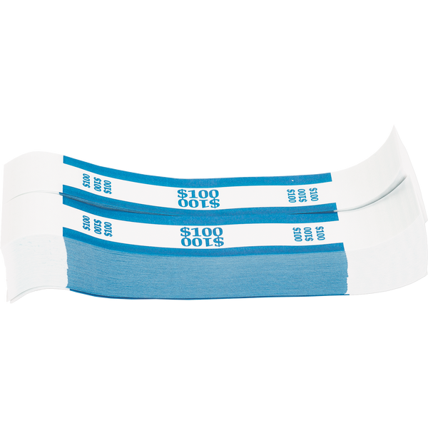 PAP-R Self-Adhesive Currency Strap, $100 Label, Blue, 3000 ct