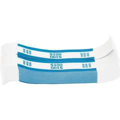 PAP-R Self-Adhesive Currency Strap, $100 Label, Blue, 3000 ct