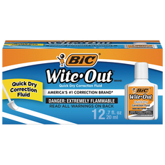 BIC Wite-Out Correction Fluid, Quick Dry, White, 24 ct