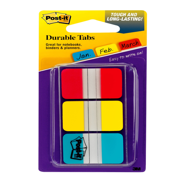 Post-it Write-On Index Tabs, Removable, 1" x 1-1/2", Assorted Colors, 3 pk, 198 ct