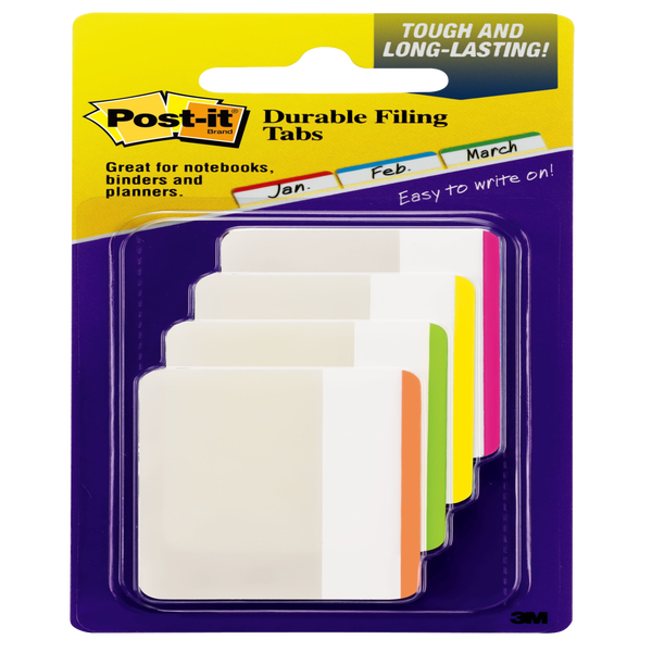 Post-it Write-On Hanging Folder Tabs, Removable, 2" x 1-1/2", Assorted Colors, 144 ct