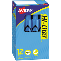 Avery Hi-Liter Tank Highlighter, Chisel Tip, Blue, 24 ct