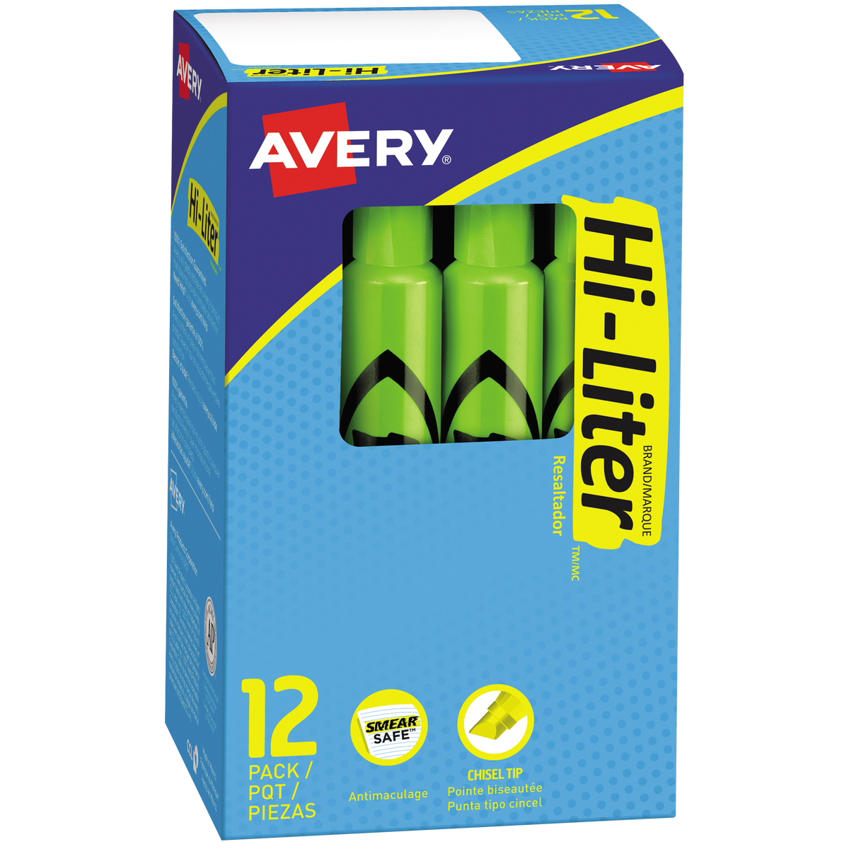 Avery Hi-Liter Tank Highlighter, Chisel Tip, Green, 24 ct