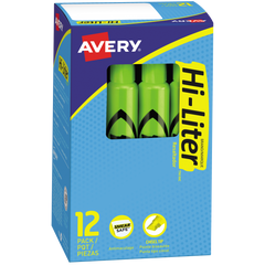 Avery Hi-Liter Tank Highlighter, Chisel Tip, Green, 24 ct