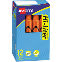 Avery Hi-Liter Tank Highlighter, Chisel Tip, Orange, 24 ct