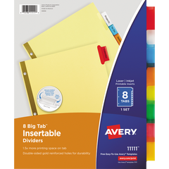 Avery Big Clear Index Divider, Assorted Colors, 8 Tab, 6 Sets