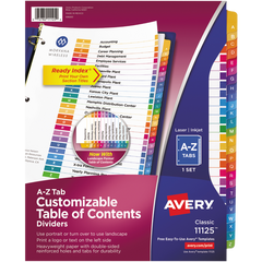 Avery Ready Index Durable Table of Contents Dividers, White with Assorted Color Tabs, A-Z Tab Set, 3 Sets