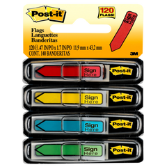 Post-it Arrow Flags in Dispenser, Assorted Colors, 1/2" x 1-3/4", 360 Flags