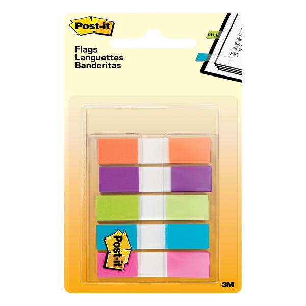 Post-it Flags in Dispenser, Assorted Colors, 1/2" x 1-3/4", 400 Flags