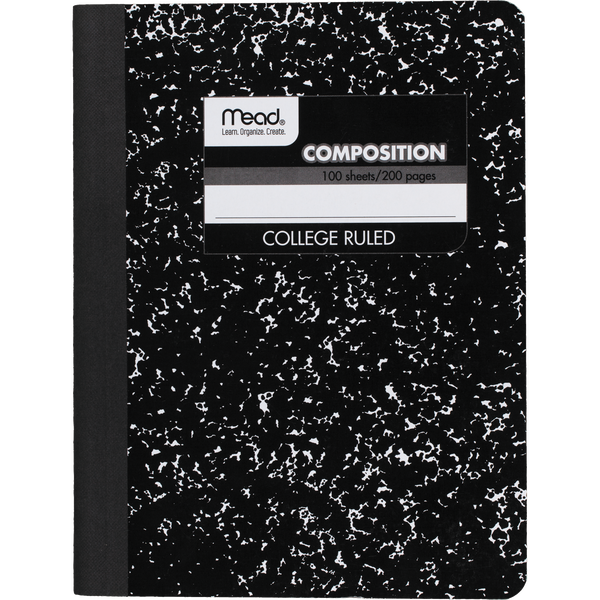 Mead Square Deal Composition Notebook, College Ruled, White Paper, Marble Cover, 9-3/4" x 7-1/2", 100 Sheets, 6 ct