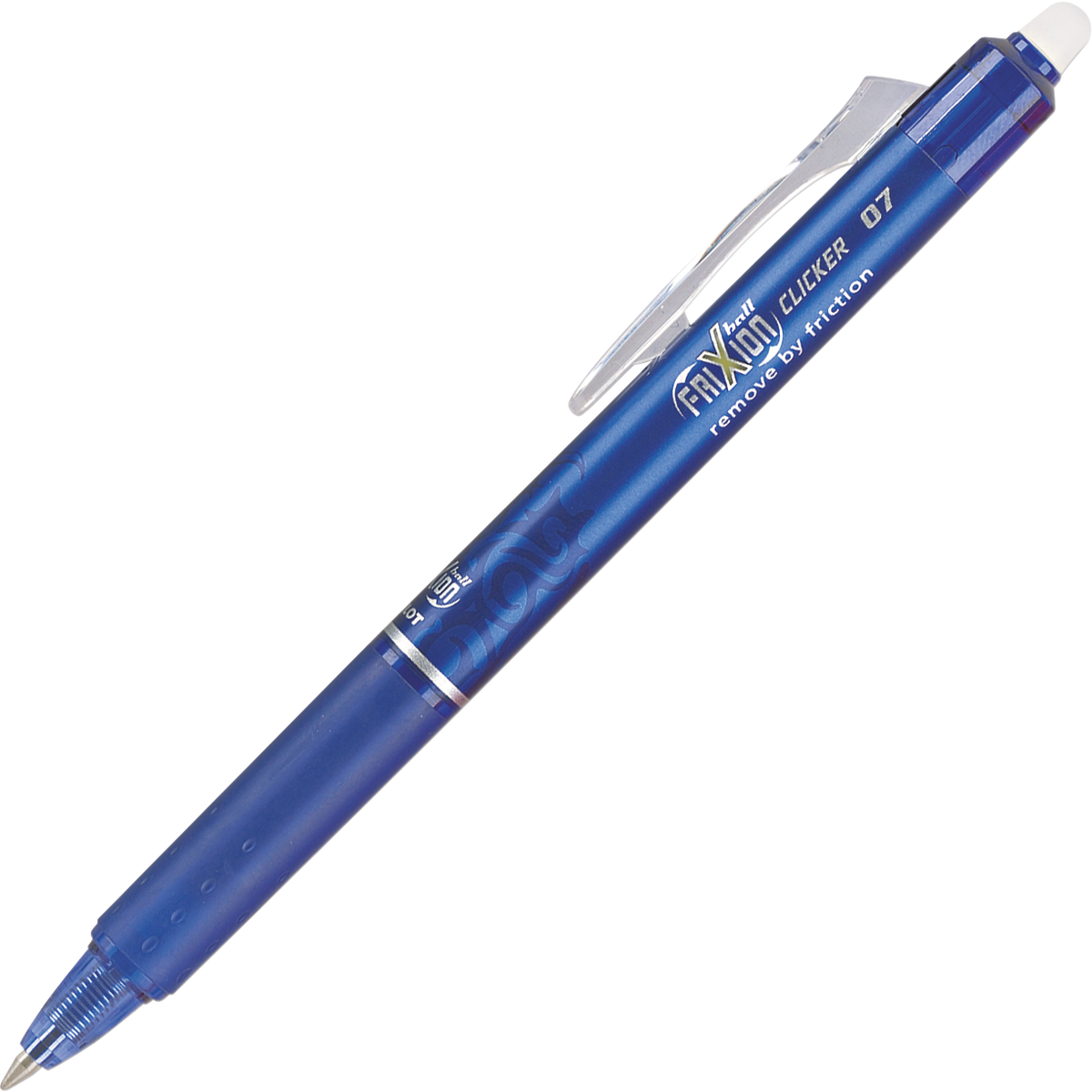 Pilot FriXion Ball Clicker Erasable Gel Pen, Fine Point 0.7mm, Blue Ink, 12 ct