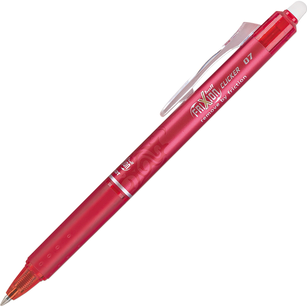 Pilot FriXion Ball Clicker Erasable Gel Pen, Fine Point 0.7mm, Red Ink, 12 ct