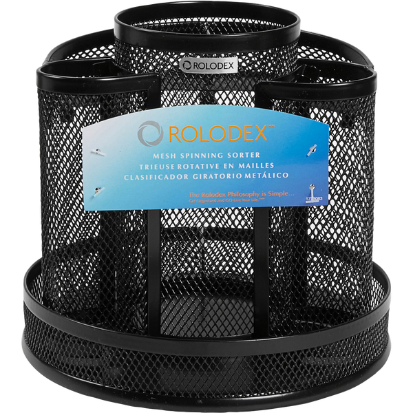 Rolodex Desk Organizer, Rotating Mesh Caddy, Black, 2 ct