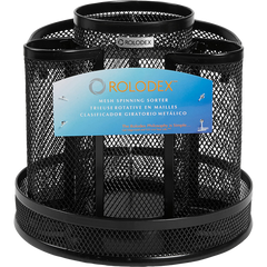 Rolodex Desk Organizer, Rotating Mesh Caddy, Black, 2 ct