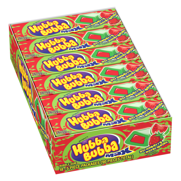 Hubba Bubba Max Chewing Gum, Strawberry Watermelon, 5 Pieces, 18 ct