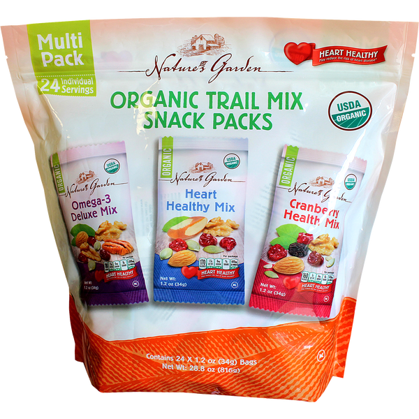 Nature's Garden Organic Trail Mix Snack Packs, Variety Pack, 1.2 oz, 24 ct