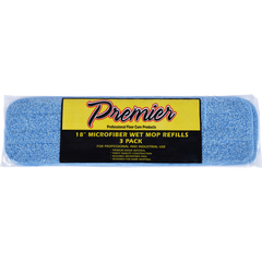 Premier Microfiber Wet Mop Refill for 18" Frame, Blue, 3 ct