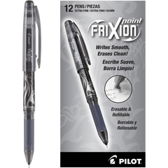 Pilot FriXion Point Erasable Gel Pen, Extra Fine Point 0.5mm, Black Ink, 12 ct