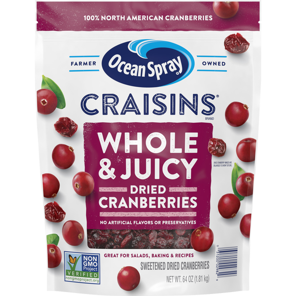 Ocean Spray Craisins, Whole Dried Cranberries, 64 oz