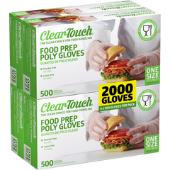 Clear-Touch Food Prep Poly Gloves, One Size, 2000 ct