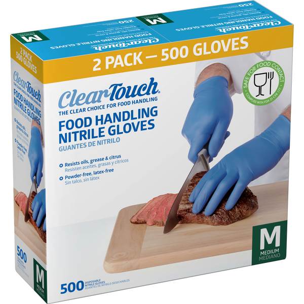 Clear-Touch Food Handling Nitrile Gloves, Medium, 500 ct