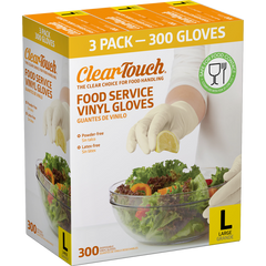 Clear-Touch Food Service Vinyl Gloves, Large, 300 ct