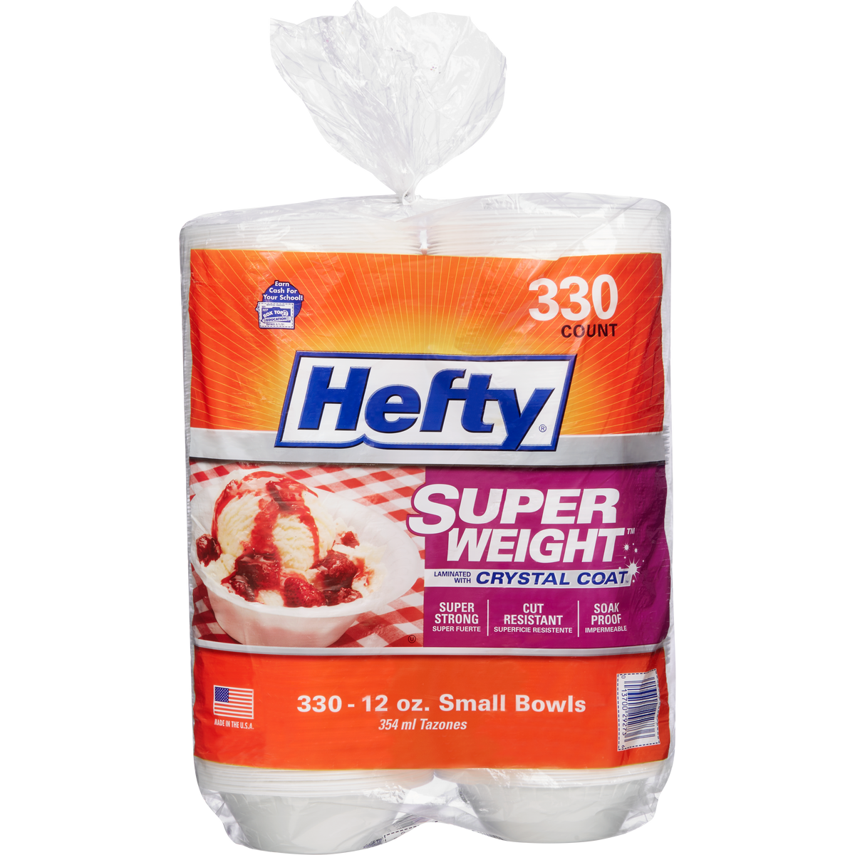 Hefty Super Weight Foam Bowl, 12 oz, White, 330 ct