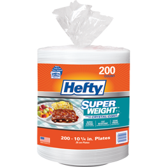 Hefty 10-1/4" Foam Compartment Plate, Super Weight, White, 200 ct