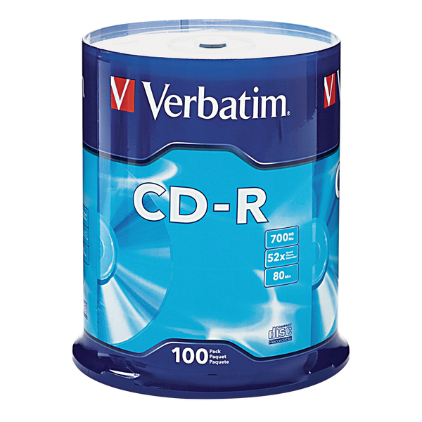 Verbatim 52x CD-R Disc, 700MB / 80 Minute Capacity, 100 ct