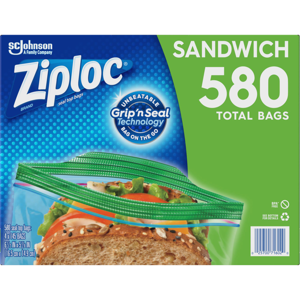 Ziploc Grip 'n Seal Sandwich Bags, 580 ct