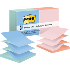 Post-it Dispenser Pop-up Notes, 3" x 3", Alternating Pastel Colors, 100 Sheets, 12 Pads