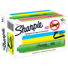 Sharpie Tank Highlighter, Chisel Tip, Green, 12 ct