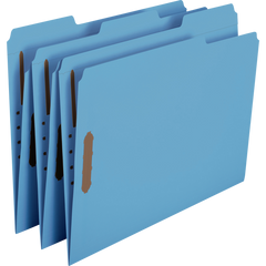 Smead Fastener Folder, 2 Fasteners, Reinforced 1/3-Cut Tab, Letter, Blue, 50 ct